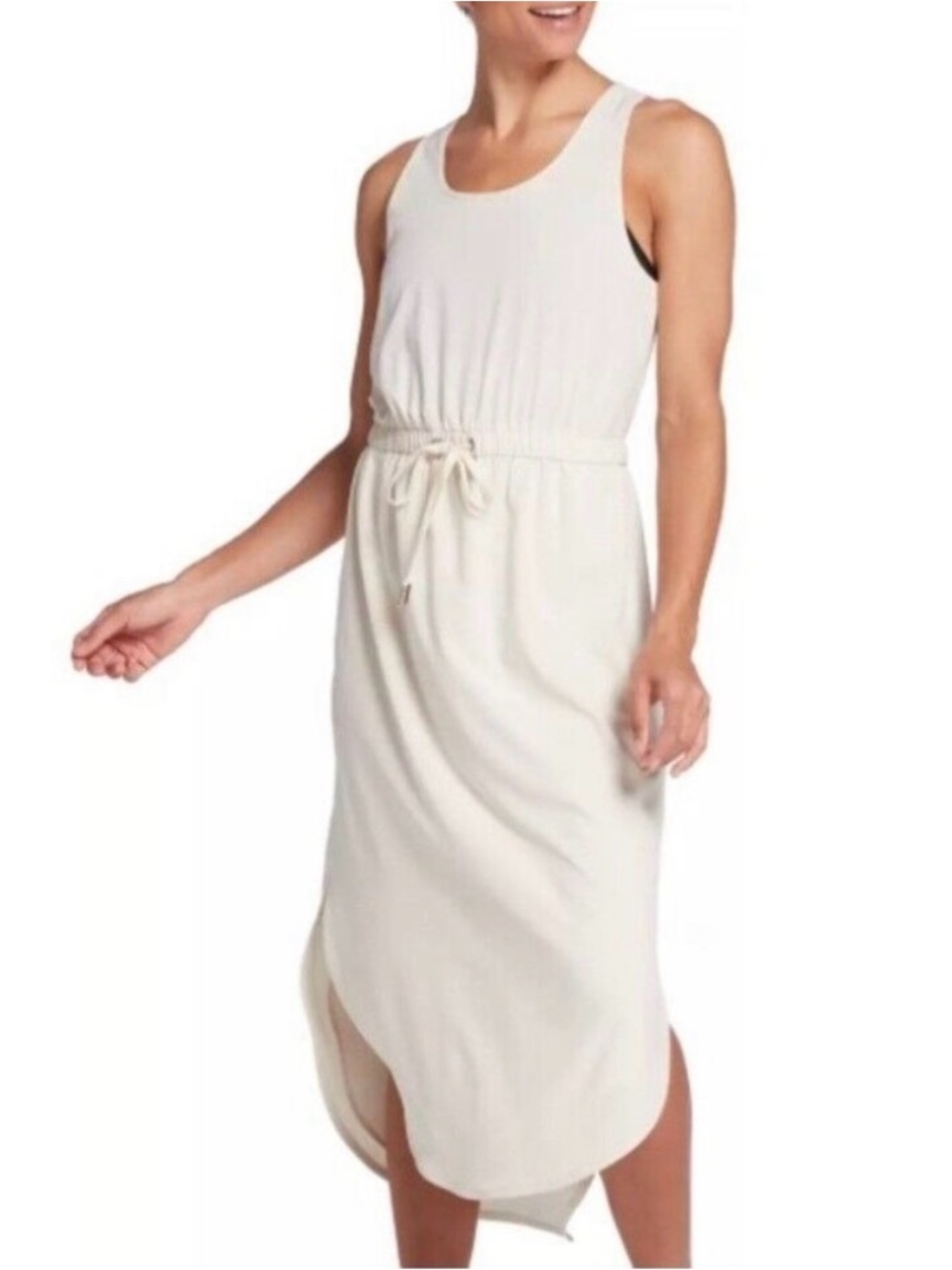 NWOT CALIA by Carrie Underwood Sleeveless Drawstring Midi Dress in Birch Medium